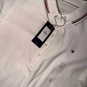 Tommy Hilfiger White Polo with Red and Blue Accents